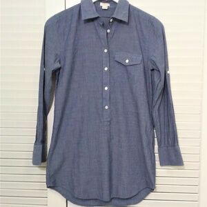 J. Crew Chambray Roll Tab Tunic Shirt Size XXS